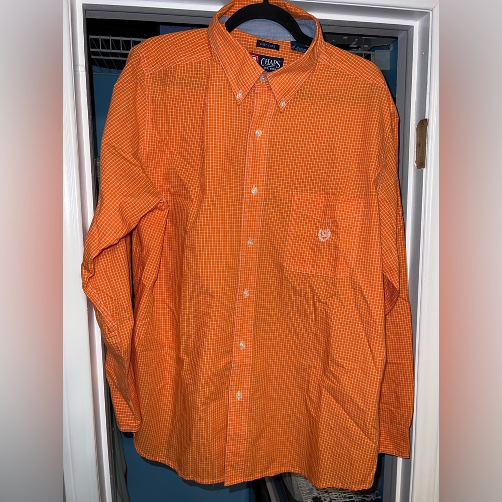Orange Chaps Easy Care Button Up Mens Shirt